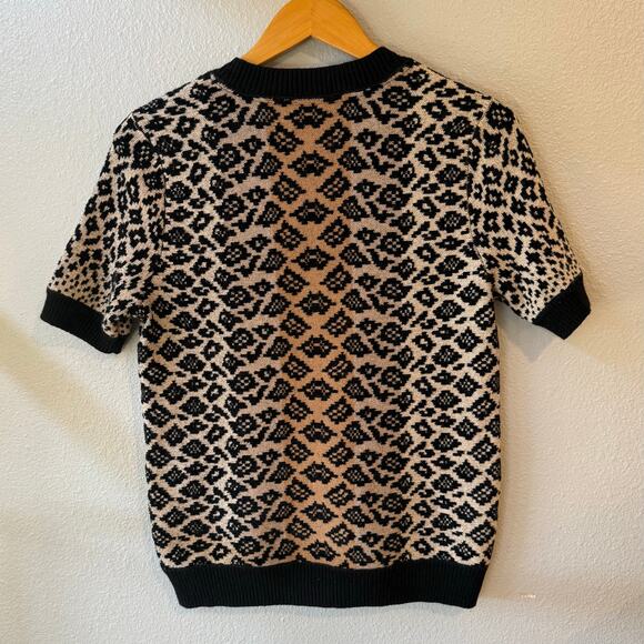 Maeve By Anthropologie Elinore Short Sleeve Animal Print Wool Blend Sweater Sm - Picture 6 of 9